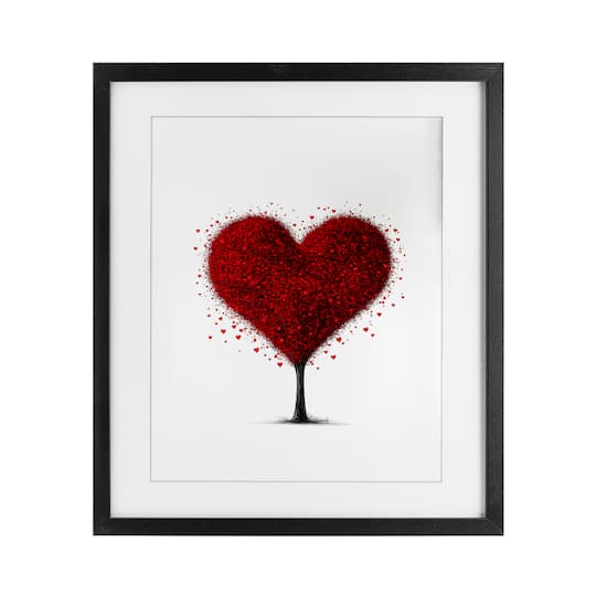 Stupell Industries Blooming Heart Tree Framed Print Under Glass Wall Art